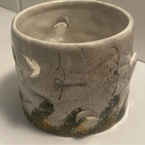 90s Vintage Nantucket candle holder tea light  ceramic painted design 1990s